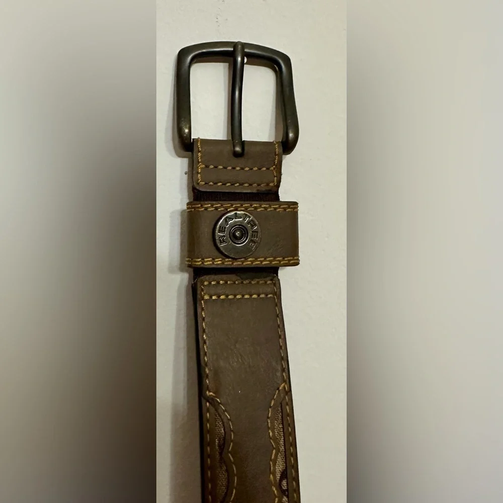 RealTree Brown Camouflage Leather Belt size 2x 46-46 (1st notch to last 44-50”)